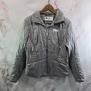 Helly Hansen Jacket Womens Medium Gray Verglas Puffer Quilted Primaloft Tech